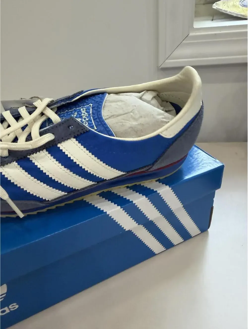 adidas Retro Blue White Suede Nylon Sneakers with Box SL 72 OG 8.5